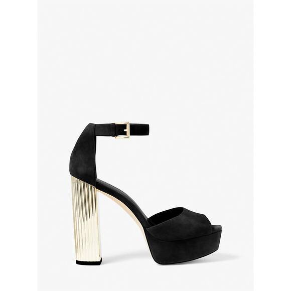 NEW MICHAEL KORS women's porter suede platform sandal in black - Picture 2 of 4